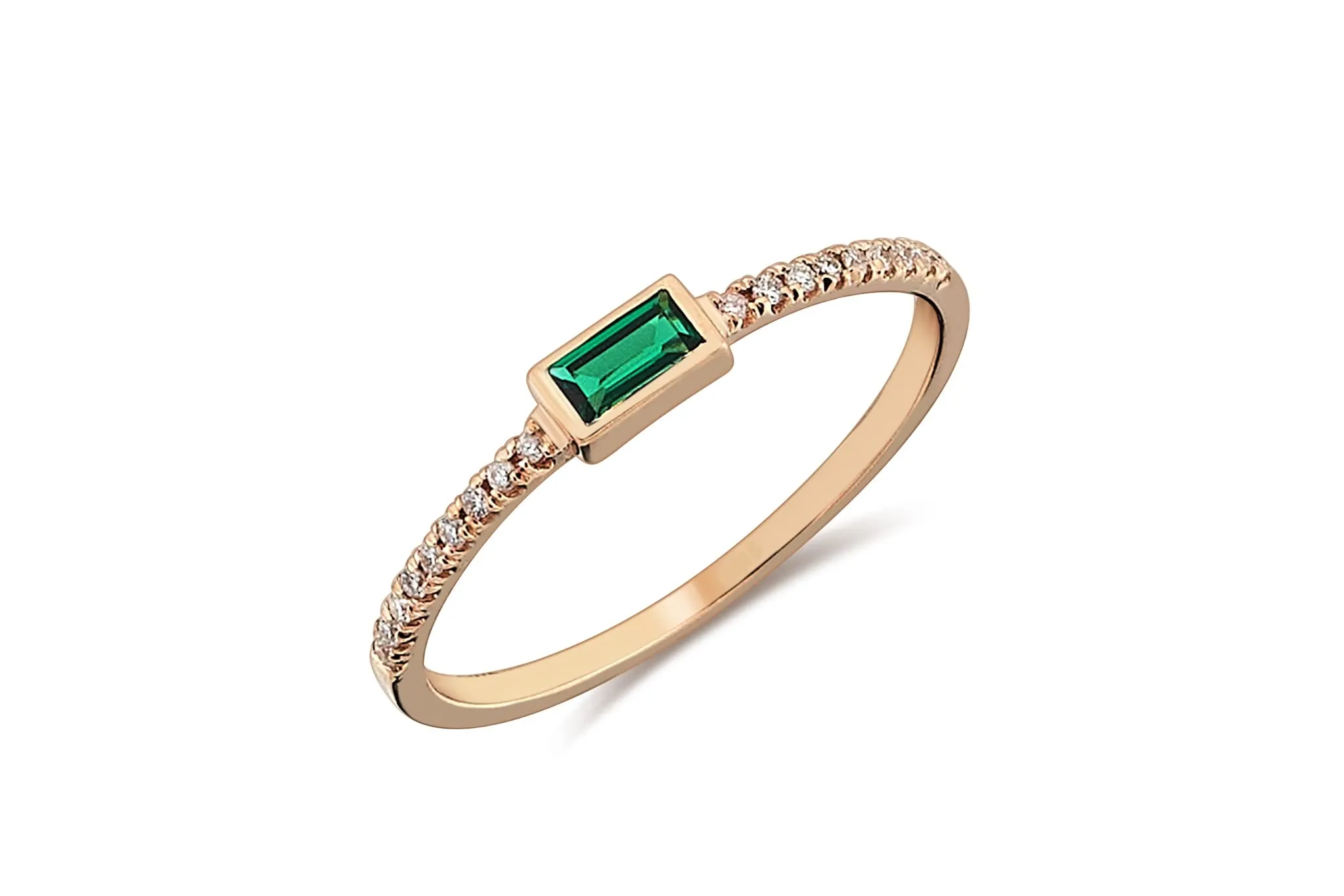 14K Gold Tiny Emerald Eternity Band Ring