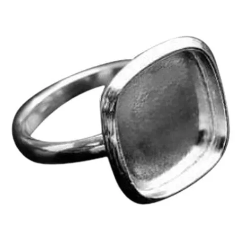 925 Sterling Silver Square Cushion Bezel Cup Ring Setting for 3mm-25mm Cabochons