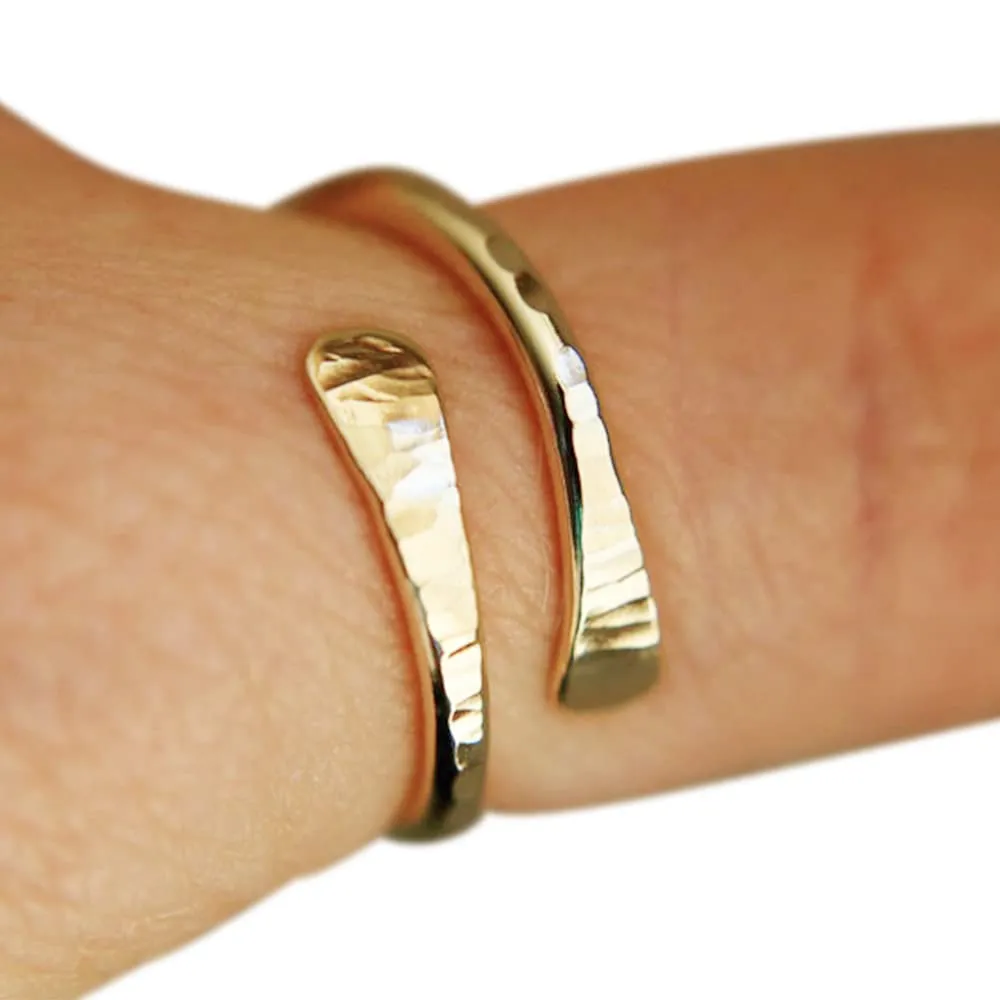 Bypass Hammered Thumb Ring, Textured Wrap Around Ring, Adjustable Modern Statement Jewelry