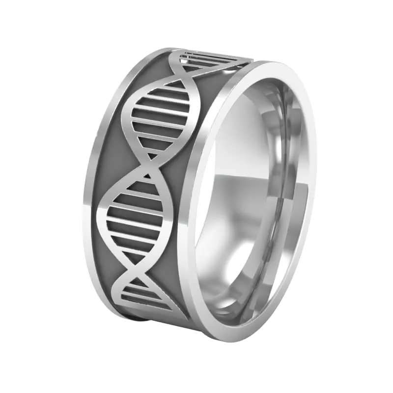 DNA Helix Ring in Silver for Science Lovers - Perfect Biologist Gift