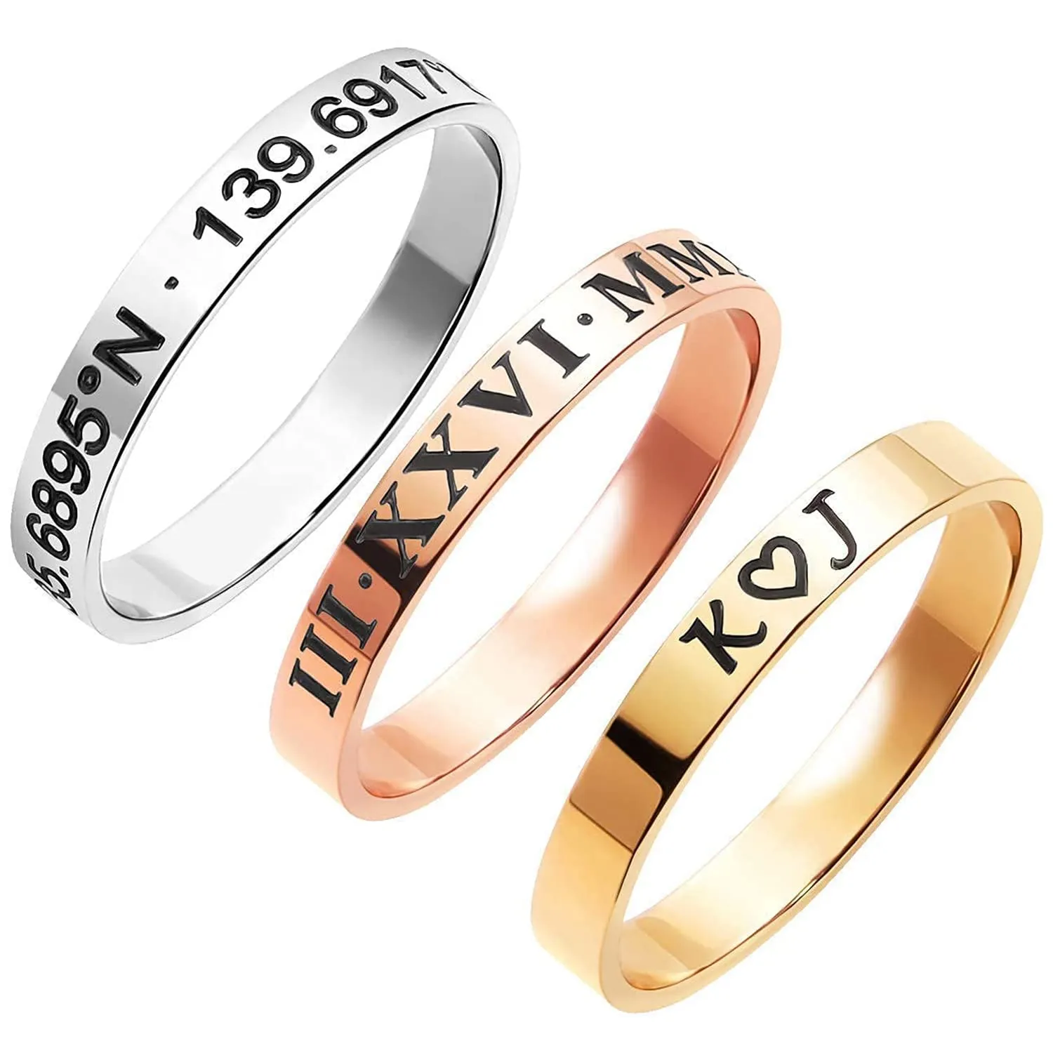 MignonandMignon Personalized Midi Thumb Pinky Couples Matching Ring - Customizable, Gold/Silver/Rose Gold