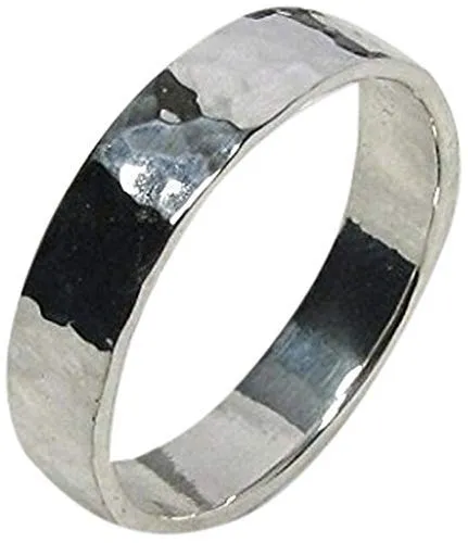 Pure Silver Wide Rustic Ring - 5mm Width, 1.3mm Thickness, Personalized Inside Message