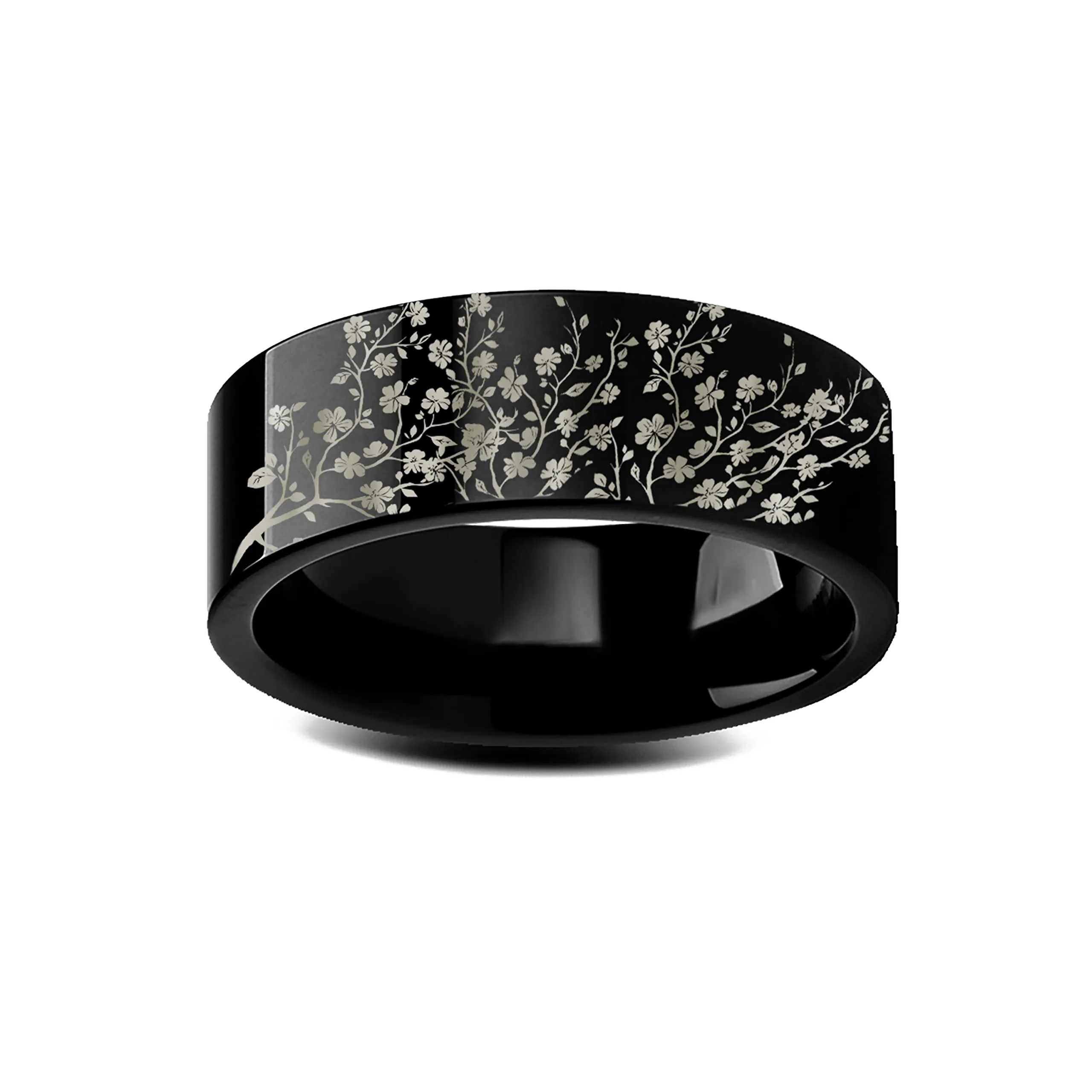 Sakura Blossom Engagement Ring - Japanese Floral Wedding Band Cherry Blossom Design