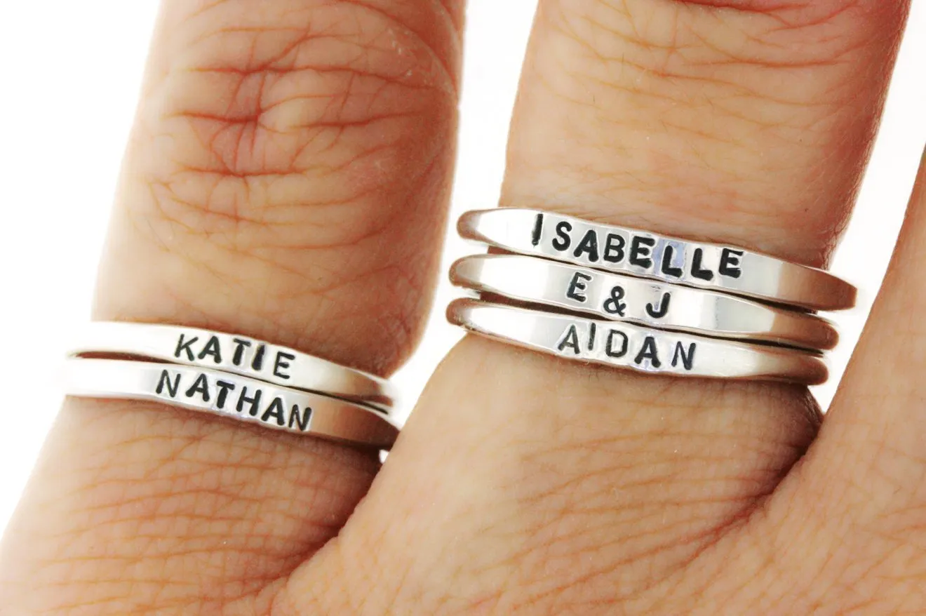 Teeny Tiny Stacking Sterling Silver Ring by Hannah Design - Personalized, Dainty, Customizable