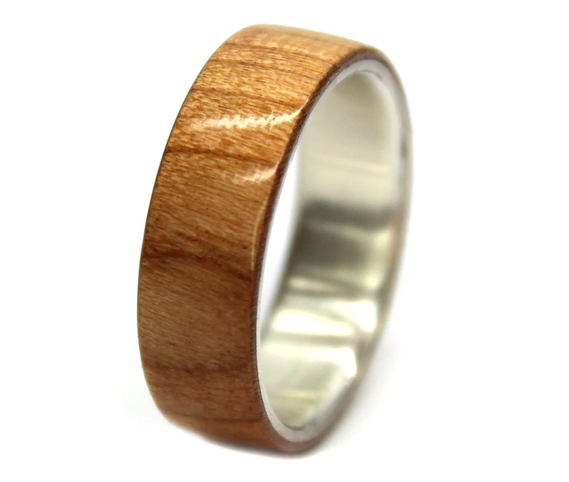 Wooden Birch and Sterling Silver Ring – Unique Handmade Jewelry