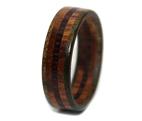 Wooden Ring Crafted from Ironwood, Rosewood & Wenge - Unique Design, Perfect Gift Idea